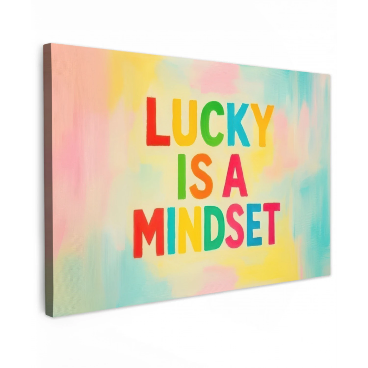 Quote - Lucky - Regenboogkleuren canvas 2cm klein -z3d