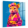 Muis - Kimono - Bloemen - Blauw plexiglas 5mm klein -zzzproduct_nieuw