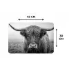 Schotse hooglander - Zwart - Wit - Gras Placemat vinyl groot -specs