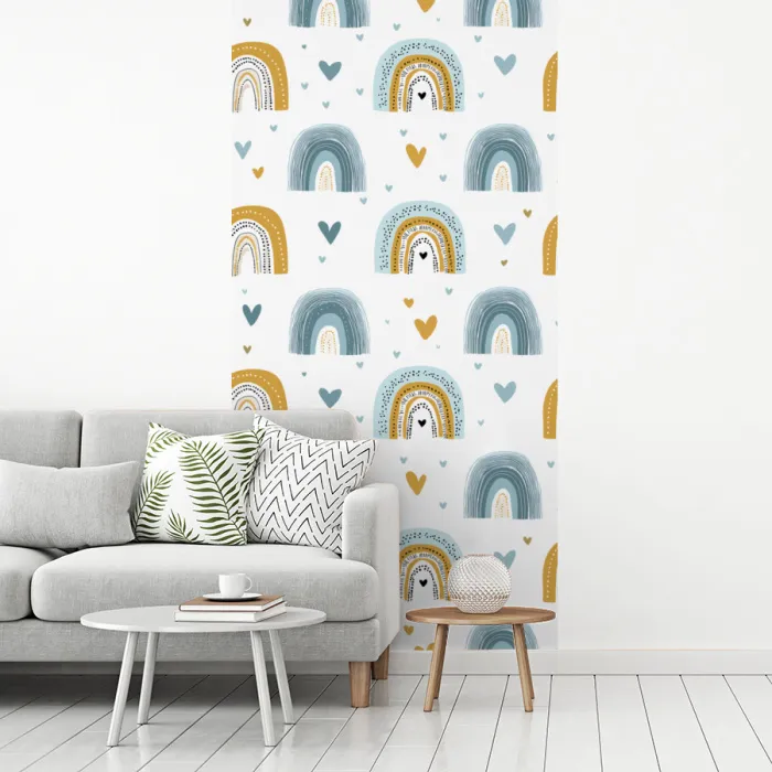 Patroon - Regenboog - Hartjes fotobehang vinyl groot -woonkamer