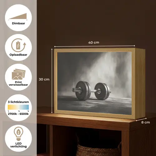 Halter - Gewichten - Zwart Light Box met batterij (Wandlamp) middel -USP_websiteoverzichtNL