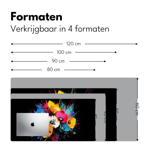 Bloemen - Kleurrijk - Graffiti - Modern - Boeket Muismat XXL klein -sfeer5