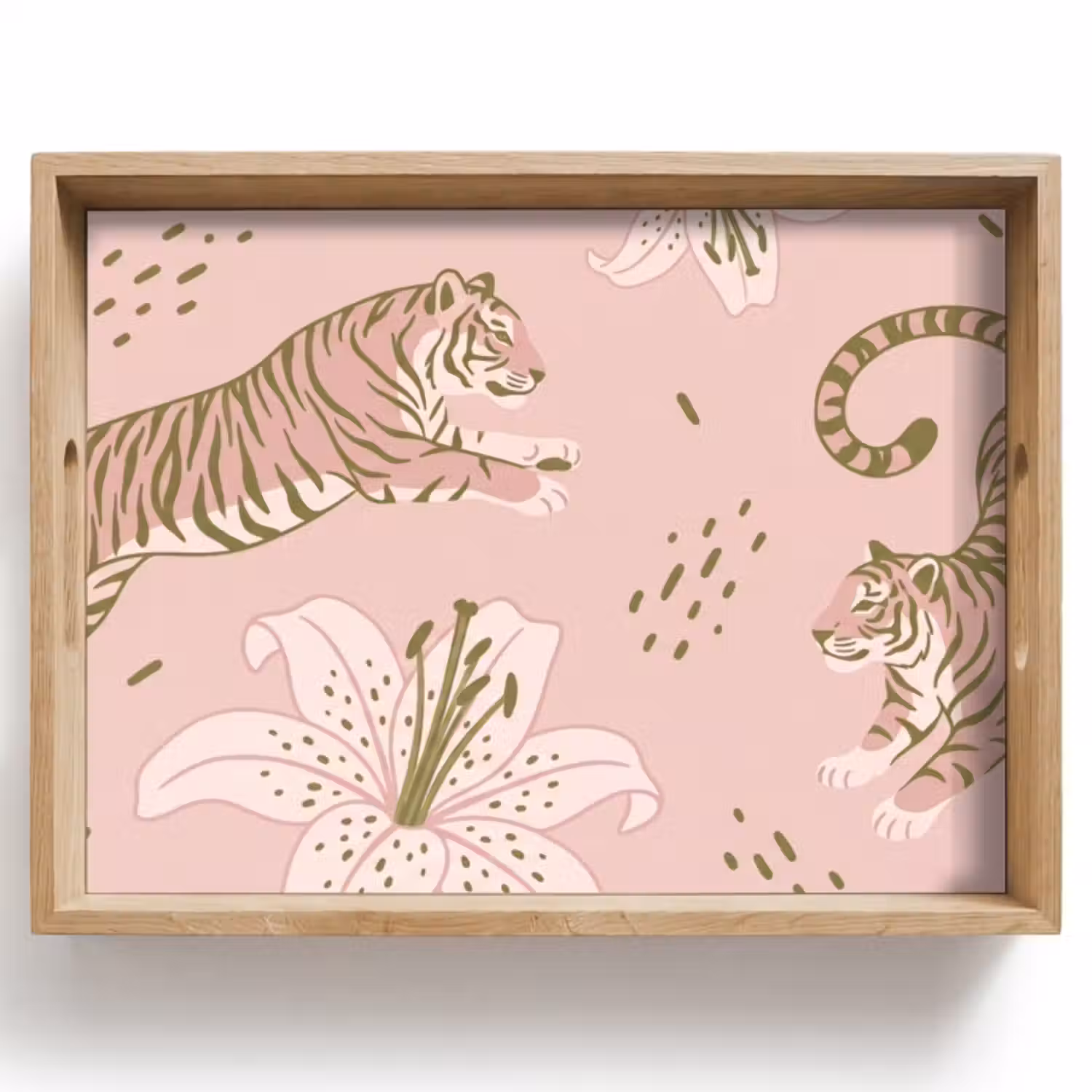 Dienblad - Kat - Springend - Bloemen - Abstract - Roze