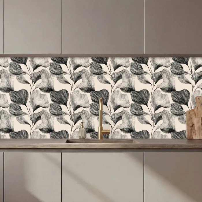 Botanisch - Bladeren - Zwart keuken achterwand 2 middel 871 zz_3dshopping