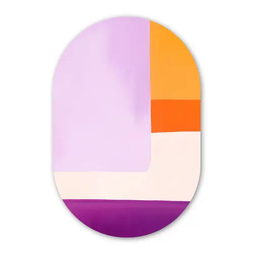 Vlakken - Abstract - Rechthoekig - Oranje Wandcirkel Ovaal Glas middel -3d