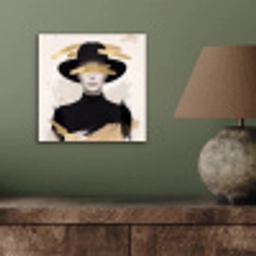 Vrouw - Portret - Modern - Goud - Kunst aluminium wit klein -sfeer2