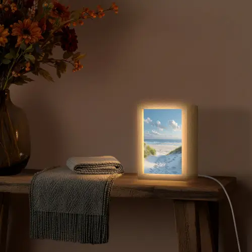 Duinen - Zomer - Zon - Landschap - Zee Light Box met kabel (Tafellamp) klein -sfeer4