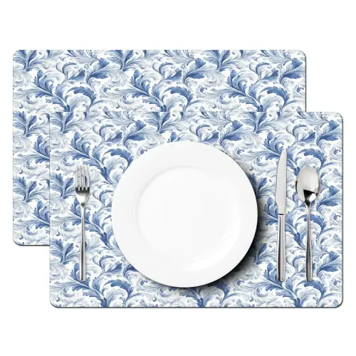 Frans - Citroen - Royaal - Bladeren - Blauw Placemat vinyl groot 368 -zzsfeer2_Kitchenyeah-website