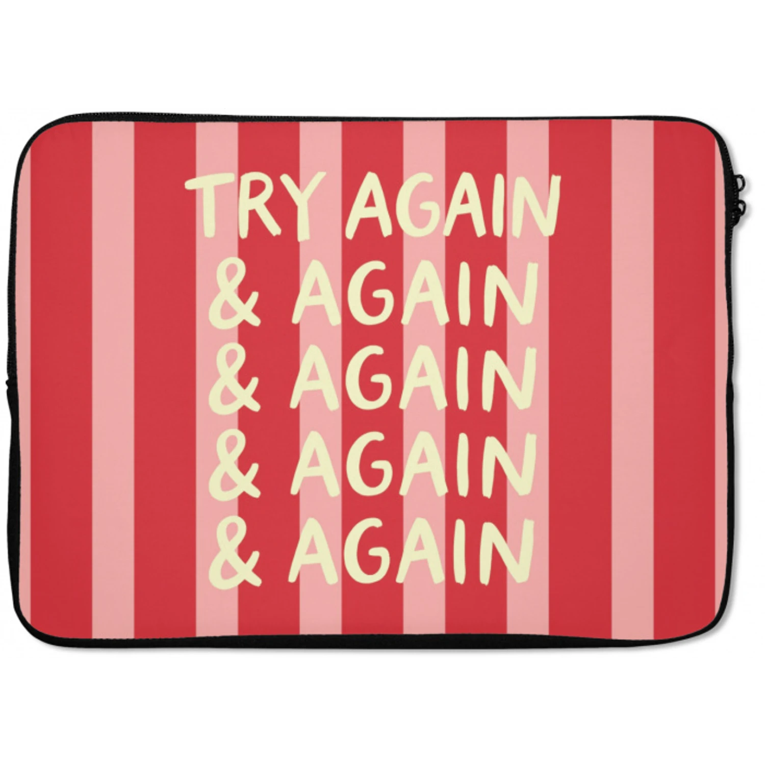 Strepen - Rood - Try again laptophoes neopreen klein -zkaufland3dotto