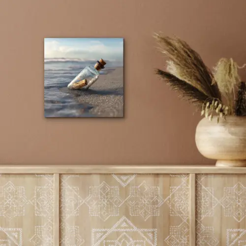 Glazenfles - Post - Zee - Zand aluminium wit klein -sfeer4