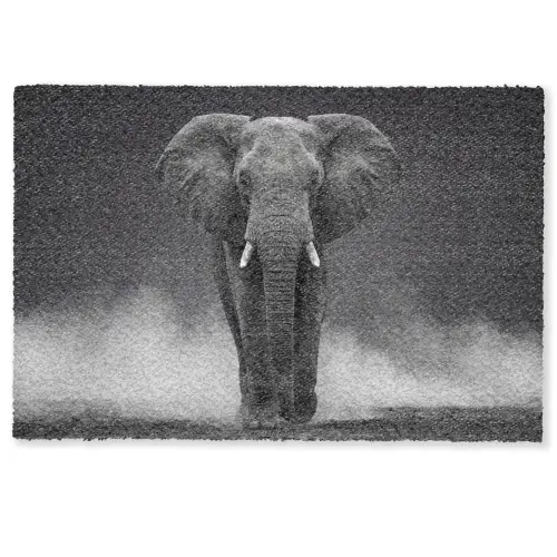 Olifant - Zwart - Wit - Rook Deurmat klein -zkaufland3d