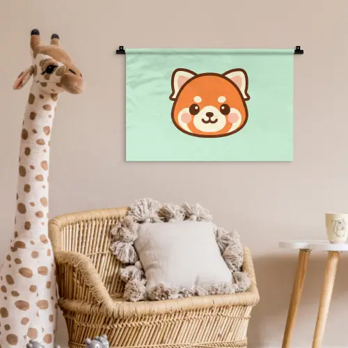 Rode panda - Groen - Cartoon Wandkleed katoen klein -wsfeer5_kind