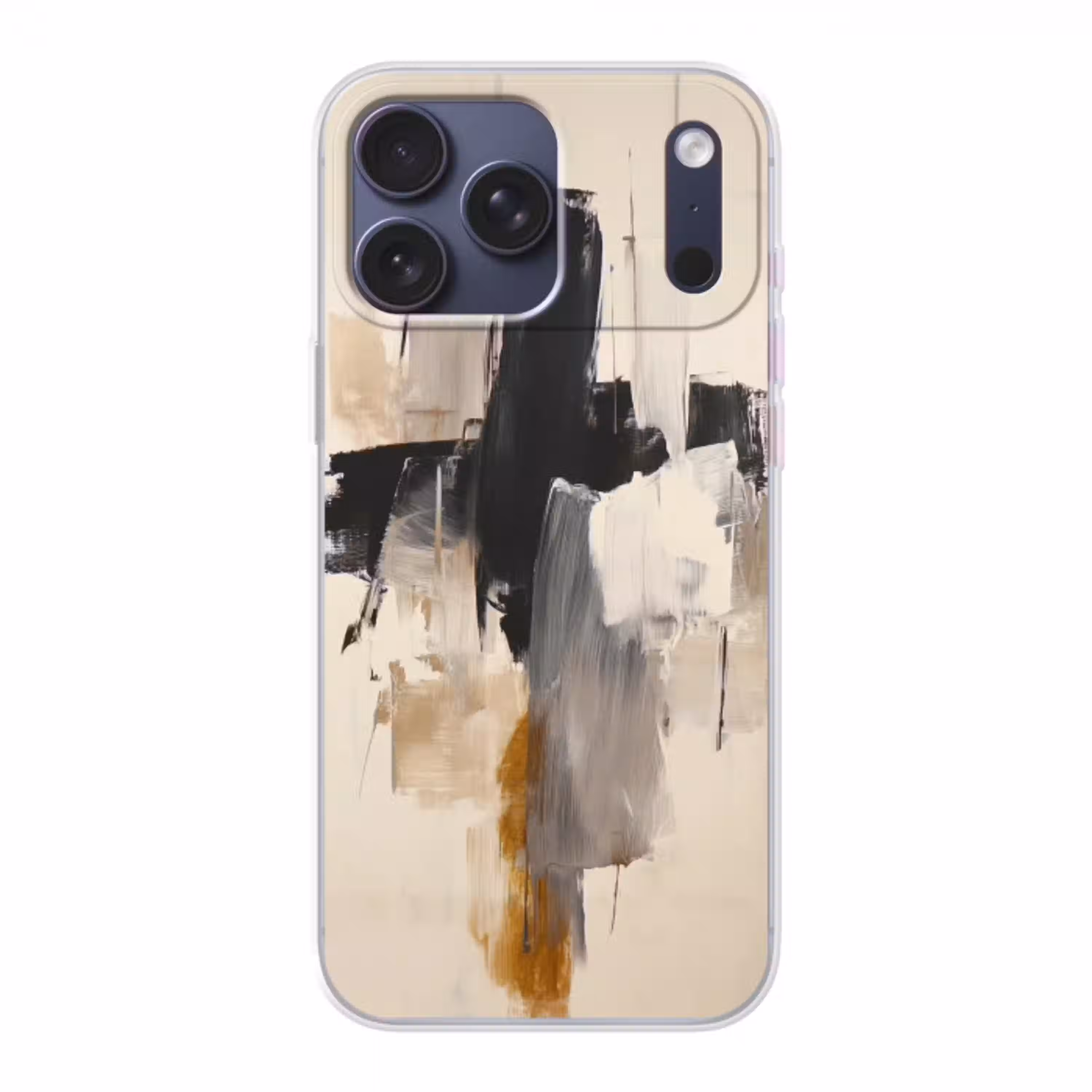 Penseelstreken - Ruw - Abstract - Beige Telefoonhoesje iPhone 17 Pro Max klein -3d