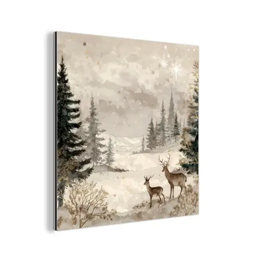 Bos - Herten - Winter - Sneeuw aluminium wit klein -3d