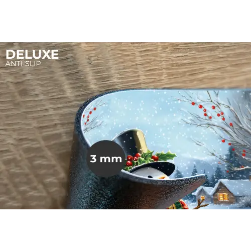 Sneeuwpop - Winterdorp - Kleurrijk Placemat vinyl groot -closeup