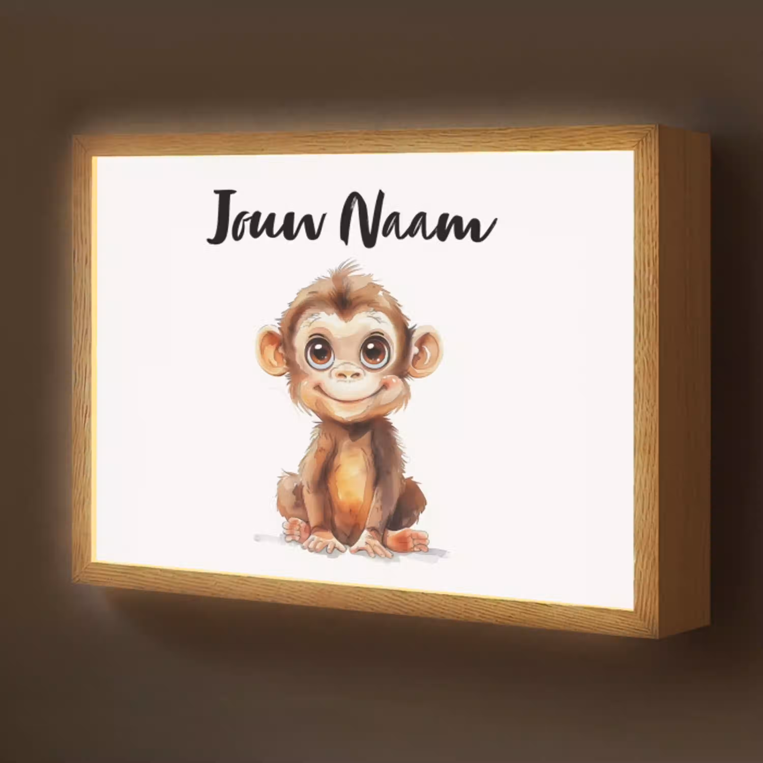 Aap - Baby - Jungle dieren Light Box met batterij (Wandlamp kind) middel -z3d_website