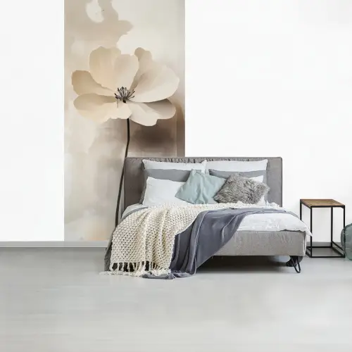 Bloem - Beige - Verf - Schaduw fotobehang vinyl groot -slaapkamer