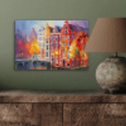 Grachtenpanden - Kunst - Schilderij - Amsterdam aluminium wit klein -sfeer2