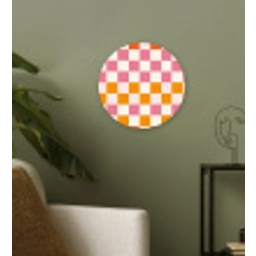 Vierkant - Patroon - Oranje Wandcirkel kunststof plaat 5mm dik klein 188 -sfeer3