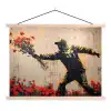 Street art - Man - Bloemen - Rood - Graffiti - Banksy textielposter latten blank klein -3d