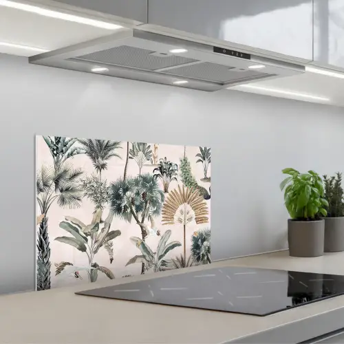 Bladeren - Monstera - Jungle - Tropical keuken achterwand spatscherm klein -3d_schuin