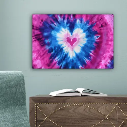 Hartvormig - Tie dye - Paars canvas 2cm klein -sfeer4