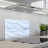 Marmer - Golf - Blauw - Patronen - Marmerlook - Pastel keuken achterwand spatscherm klein -3d_schuin