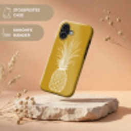 Lijnillustratie - Ananas - Bladkroon - Okergeel Toughcase MagSafe Apple iPhone 17 klein -USP_RandenV_DE