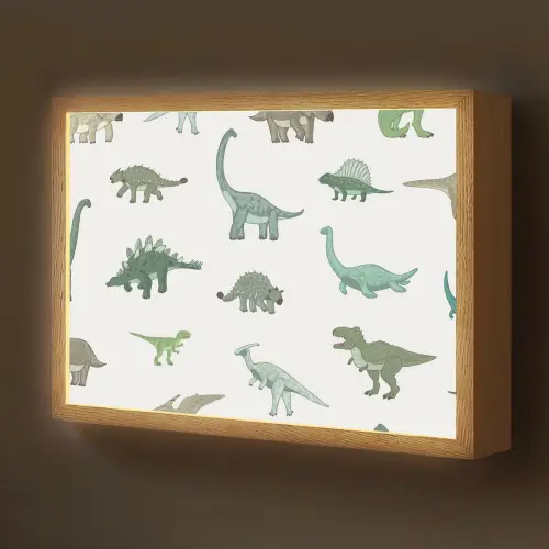 Dino - Groen - Jongens - Dinosaurus - Blauw Light Box met batterij (Wandlamp kind) middel -z3d_website