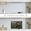 Bieslook Bloesem en Antieke Keukenwaren keuken achterwand spatscherm klein -voor_na_NL