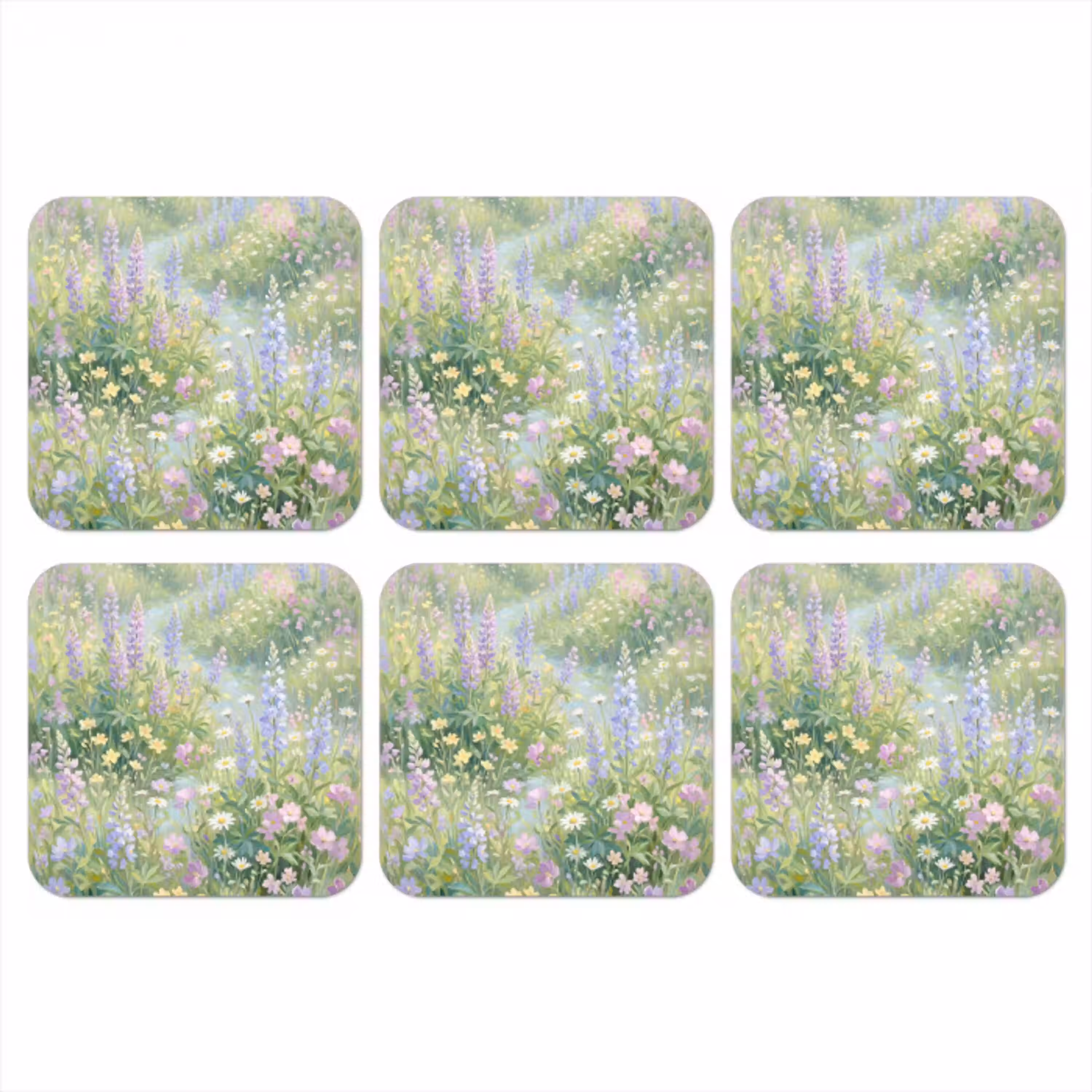 Bloemenveld - Heuvels - Kleurrijk onderzetter kurk middel -3d