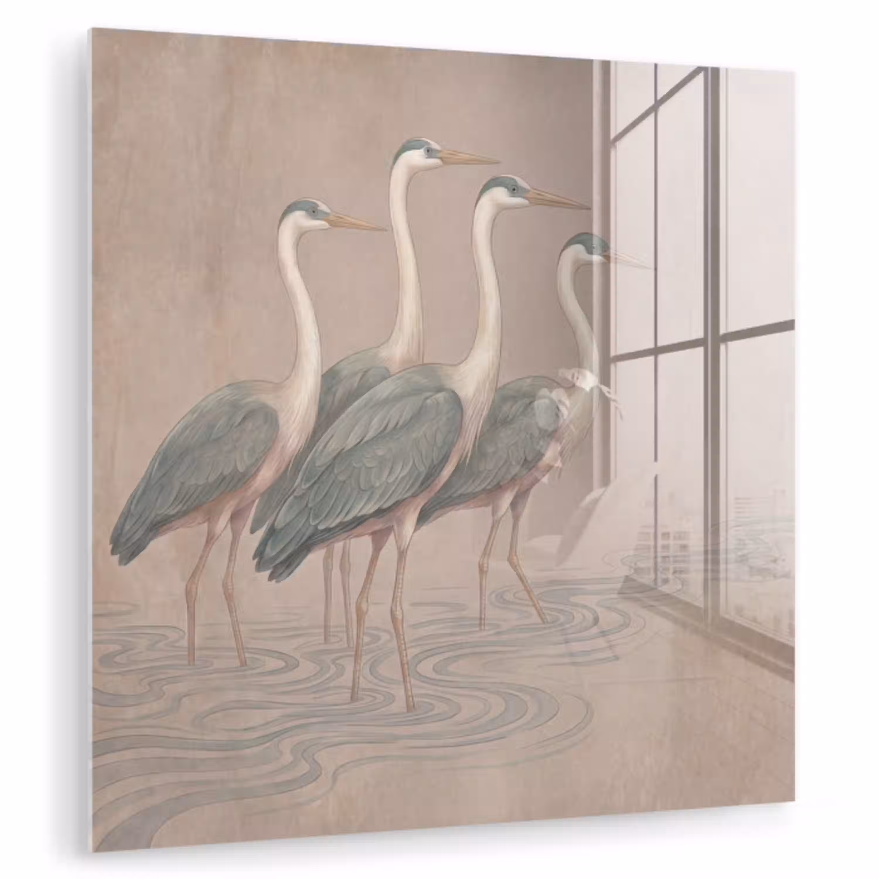 Vogel - Water - Natuur - Vintage plexiglas 5mm klein -zzzproduct_nieuw