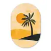 Illustratie - Palmboom - Zon - Heuvels Wandcirkel Ovaal Forex klein -3d
