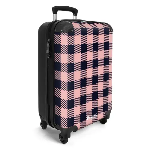 Geruit dambordpatroon in roze en zwart NBS - Handbagage koffer - Kinderen Unisex middel -productfoto_3d