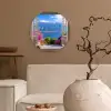Doorkijk - Berg - Landschap - Uitzicht - Meer Wandcirkel kunststof plaat 5mm dik klein -sfeer1