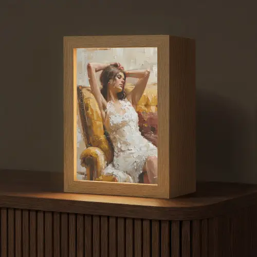 Vrouw - Kunst - Abstract - Modern Light Box met kabel (Tafellamp) klein -z3d_website