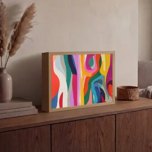 Abstract - Kleurrijk - Golven - Lijnen Light Box met batterij (Wandlamp) middel -sfeer2