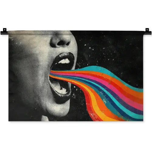 Mond - Golven - Regenboog Wandkleed katoen klein -zz3d