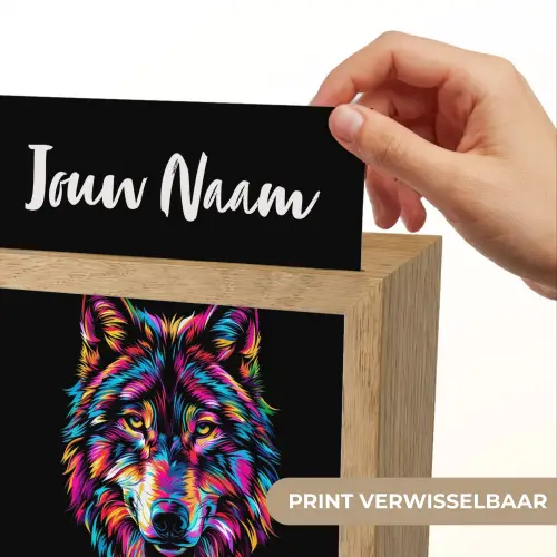 Wolf - Kleurrijk - Zwart - Dieren - Neon Light Box met kabel (Kinderlampje) klein -USP_websiteprintNL