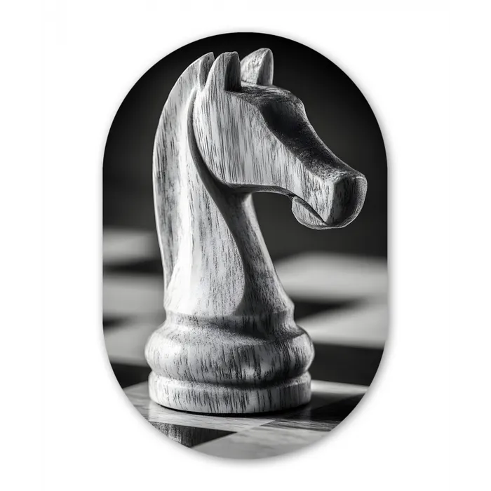Paard - Hout - Schaalbord - Zwart Wandcirkel Ovaal Glas middel -3d