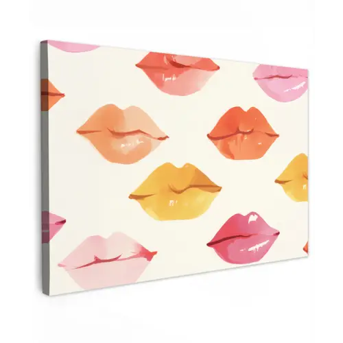 Lippen - Kleurrijk - Glanzend canvas 2cm klein -z3d