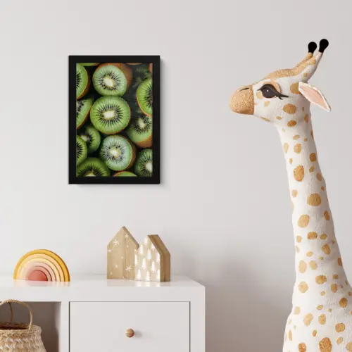 Kiwi - Fruit - Groen fotolijst zwart zonder passe partout klein -usfeer4_kinderkamer