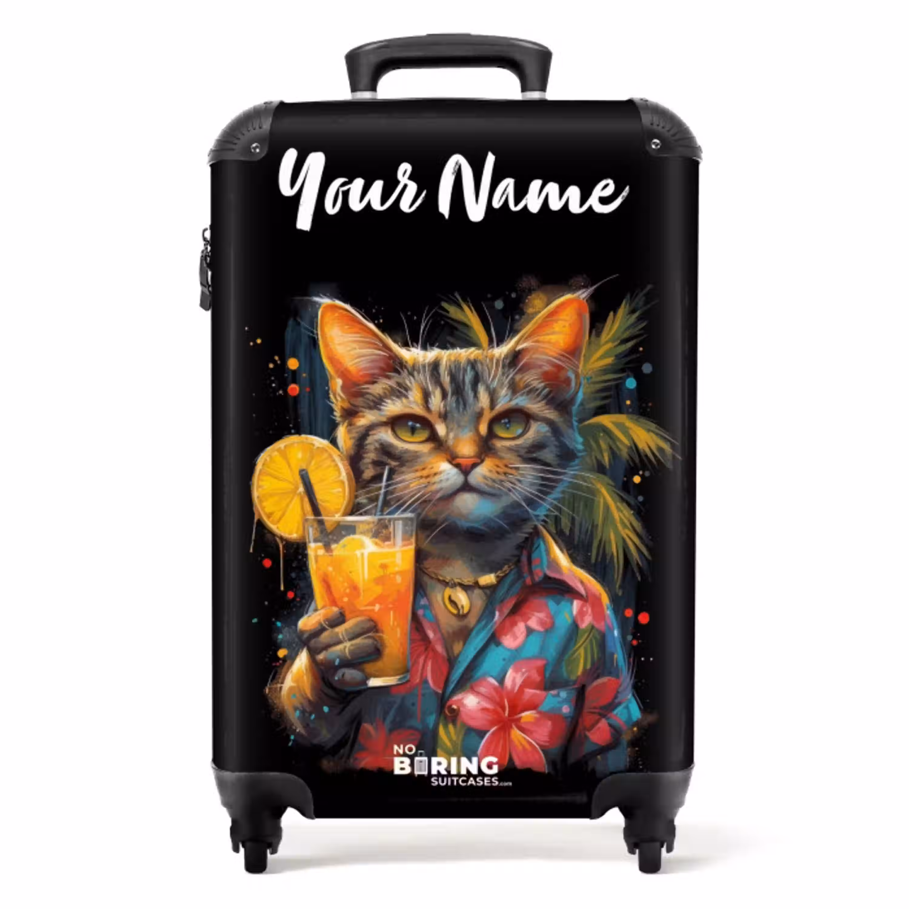 Kat in Tropische Street Art Stijl NBS - Handbagage koffer - Kinderen Unisex middel -productfoto_recht