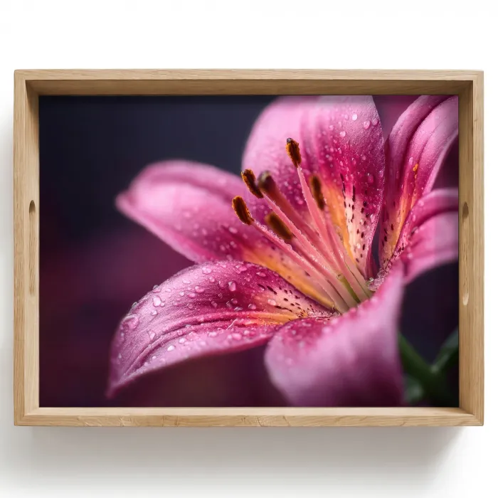 Roze - lelie - Dauwdruppels Dienblad Rechthoek middel -z3d_shopping