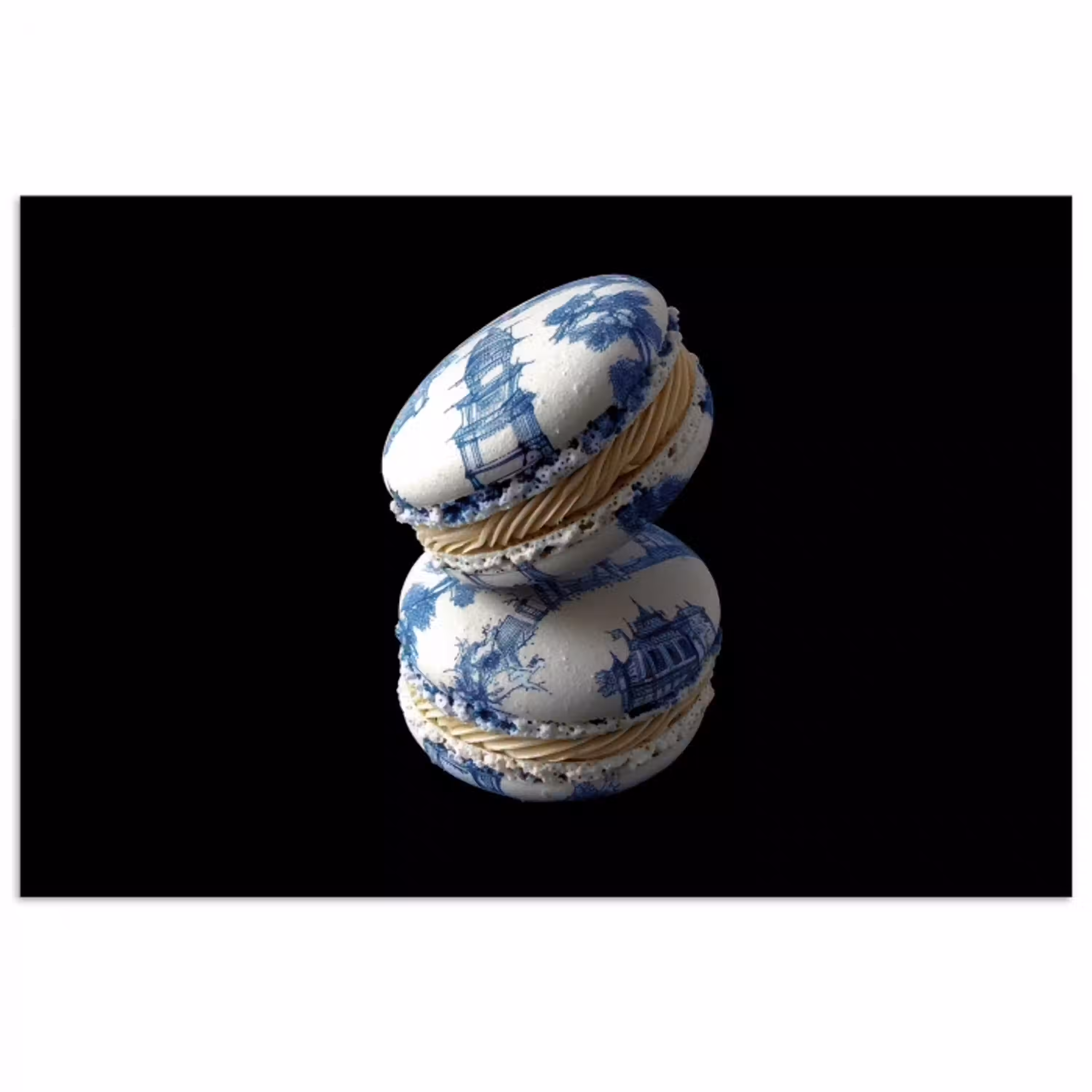 Eten - Macarons - Delfts blauw - Koekjes poster papier klein -3d