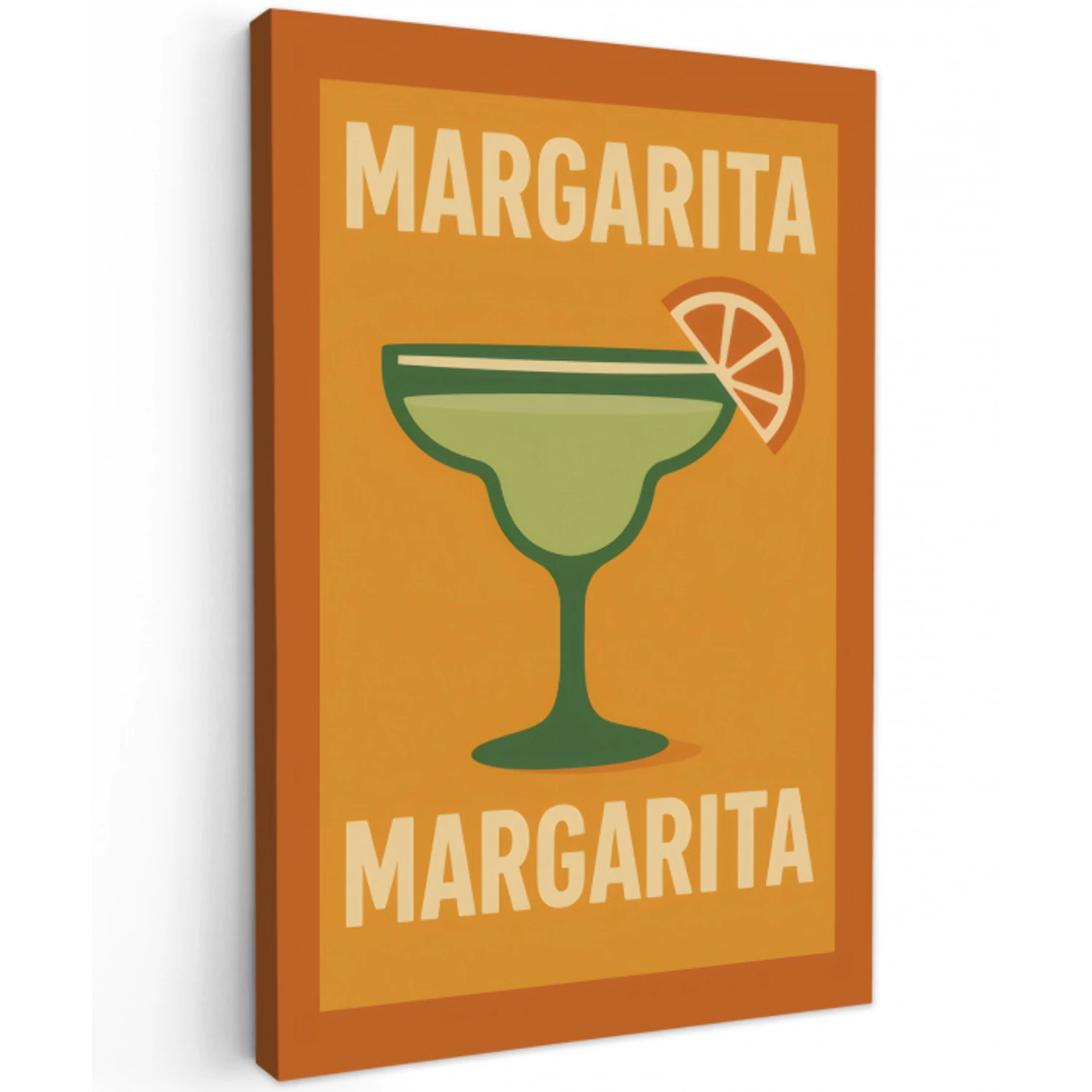 Illustratie - Margarita - Sinaasappelschijf - Oranje Tuinposter op houten frame 2 cm dik klein -3d