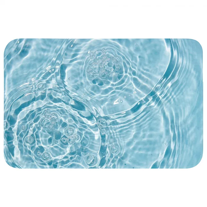 Water - Blauw - bubbels Badmat klein -3d