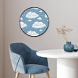 Kitten - Wolken - Blauw Fotolijst rond zonder passe partout klein 856 -sfeer2