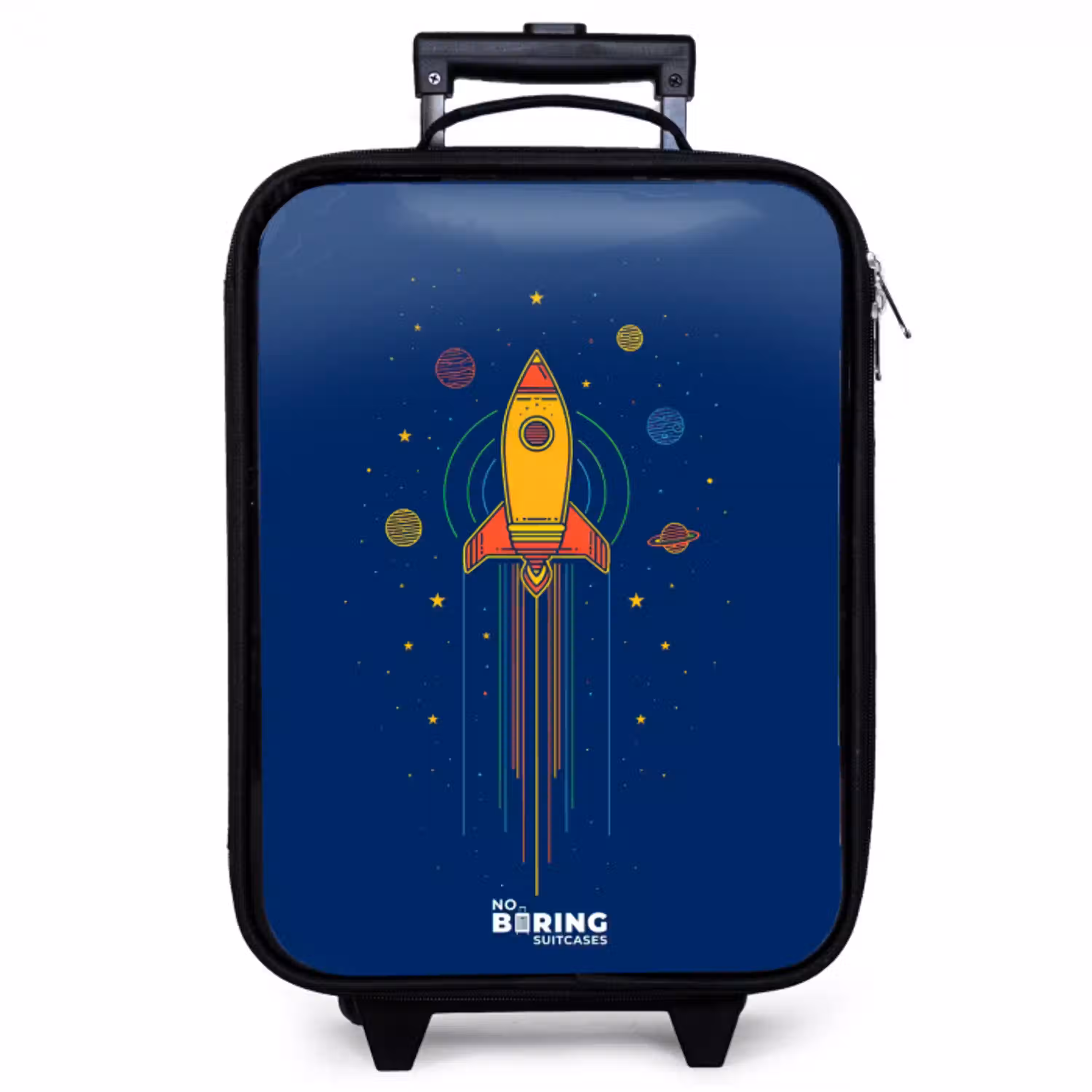 Raket - Planeten - Sterren Kinderkoffer - Zwart klein -zzz_website3d