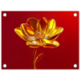 Bloem - Goud - Glazen tuinposter los doek klein -3d